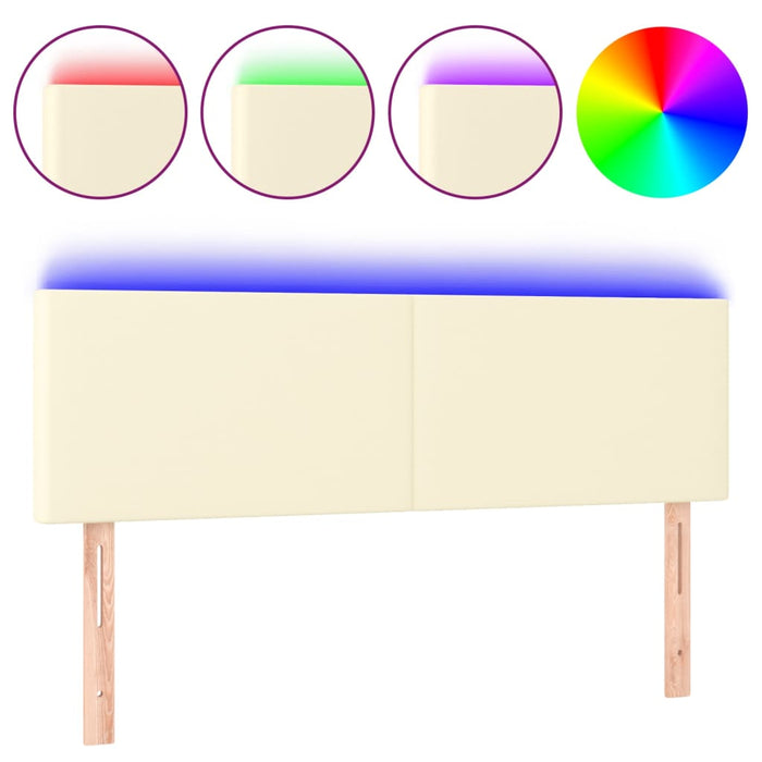 Tăblie de pat cu LED, crem, 144x5x78/88 cm, piele ecologică - WALTI WALTI