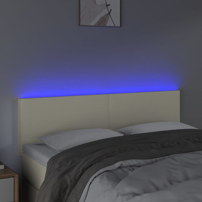 Tăblie de pat cu LED, crem, 144x5x78/88 cm, piele ecologică - WALTI WALTI
