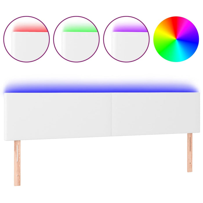 Tăblie de pat cu LED, alb, 160x5x78/88 cm, piele ecologică - WALTI WALTI