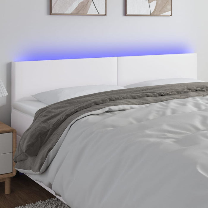 Tăblie de pat cu LED, alb, 160x5x78/88 cm, piele ecologică - WALTI WALTI