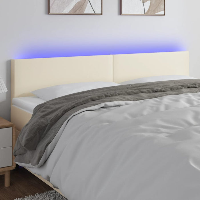 Tăblie de pat cu LED, crem, 160x5x78/88 cm, piele ecologică - WALTI WALTI
