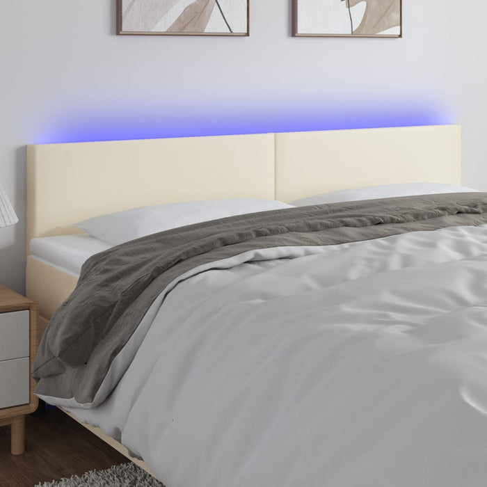 Tăblie de pat cu LED, crem, 180x5x78/88 cm, piele ecologică - WALTI WALTI