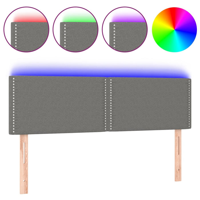 Tăblie de pat cu LED, gri închis, 144x5x78/88 cm, textil - WALTI WALTI