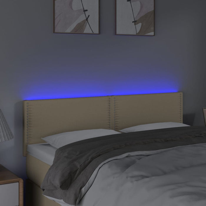 Tăblie de pat cu LED, crem, 144x5x78/88 cm, textil - WALTI WALTI