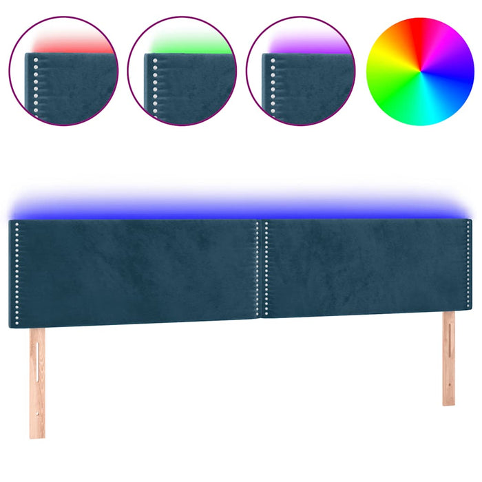 Tăblie de pat cu LED, albastru închis, 160x5x78/88 cm, catifea - WALTI WALTI