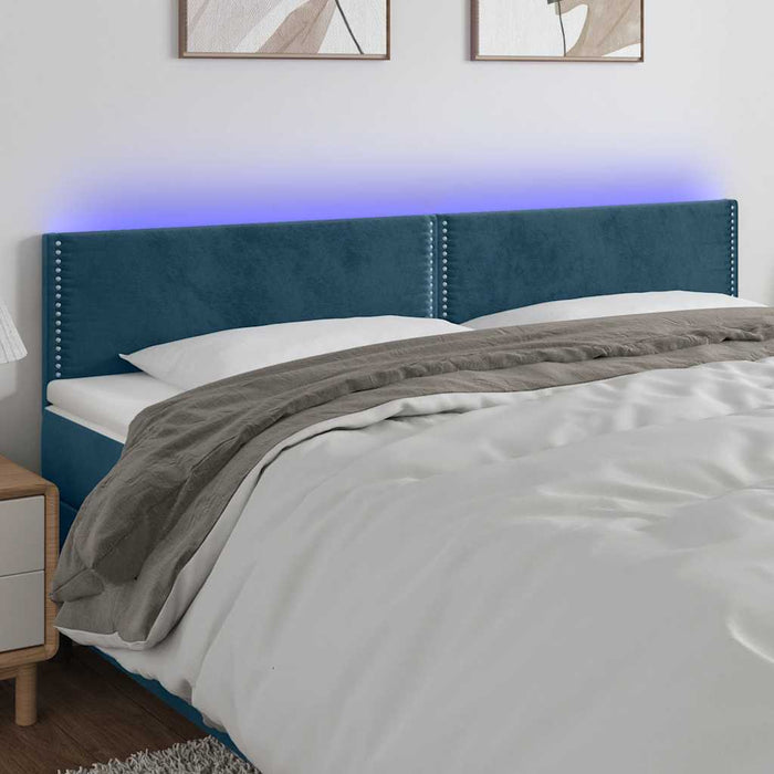 Tăblie de pat cu LED, albastru închis, 160x5x78/88 cm, catifea - WALTI WALTI