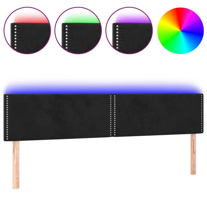 Tăblie de pat cu LED, negru, 180x5x78/88 cm, catifea - WALTI WALTI