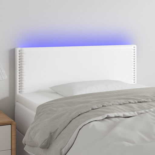 Tăblie de pat cu LED, alb, 80x5x78/88 cm, piele ecologică - WALTI WALTI