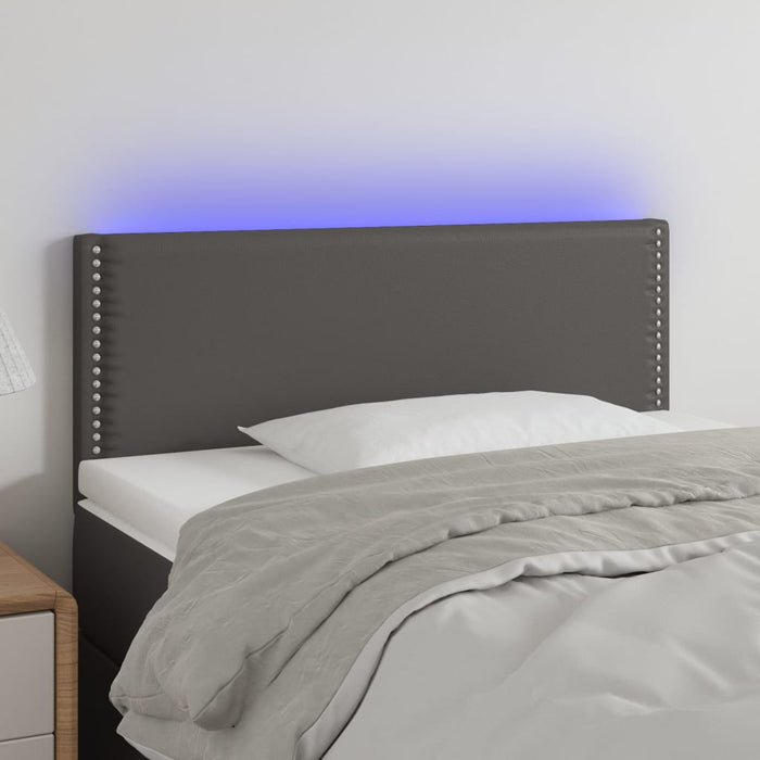 Tăblie de pat cu LED, gri, 80x5x78/88 cm, piele ecologică - WALTI WALTI