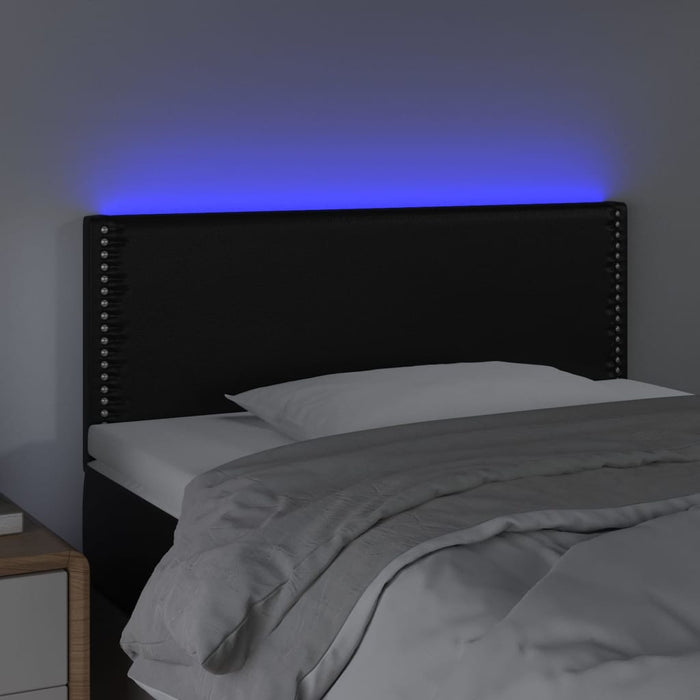 Tăblie de pat cu LED, negru, 90x5x78/88 cm, piele ecologică - WALTI WALTI