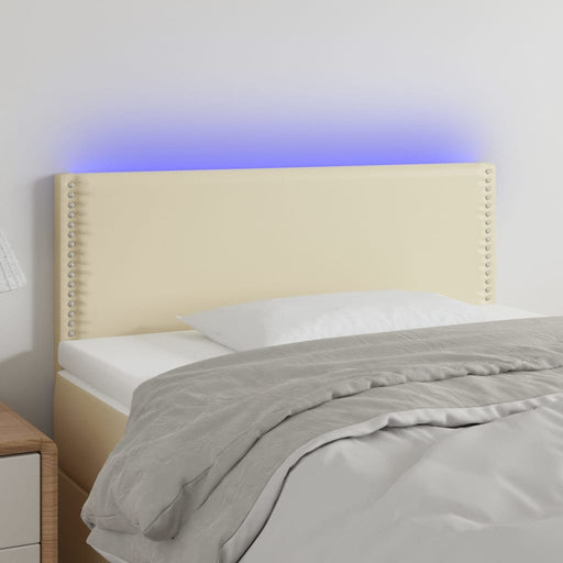 Tăblie de pat cu LED, crem, 90x5x78/88 cm, piele ecologică - WALTI WALTI