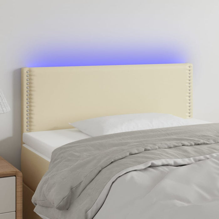 Tăblie de pat cu LED, crem, 90x5x78/88 cm, piele ecologică - WALTI WALTI