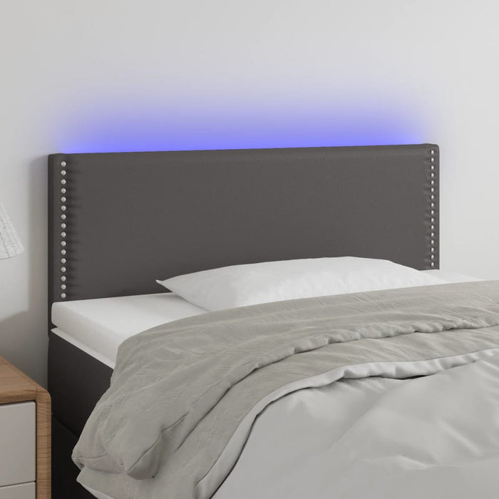 Tăblie de pat cu LED, gri, 90x5x78/88 cm, piele ecologică - WALTI WALTI