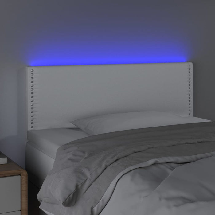 Tăblie de pat cu LED, alb, 100x5x78/88 cm, piele ecologică - WALTI WALTI