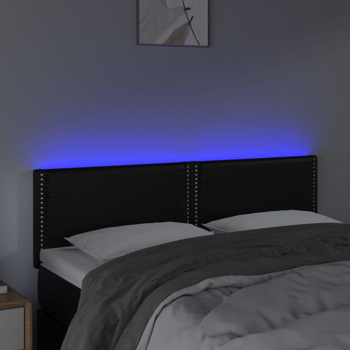 Tăblie de pat cu LED, negru, 144x5x78/88 cm, piele ecologică - WALTI WALTI