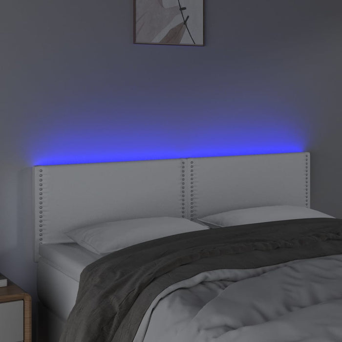 Tăblie de pat cu LED, alb, 144x5x78/88 cm, piele ecologică - WALTI WALTI