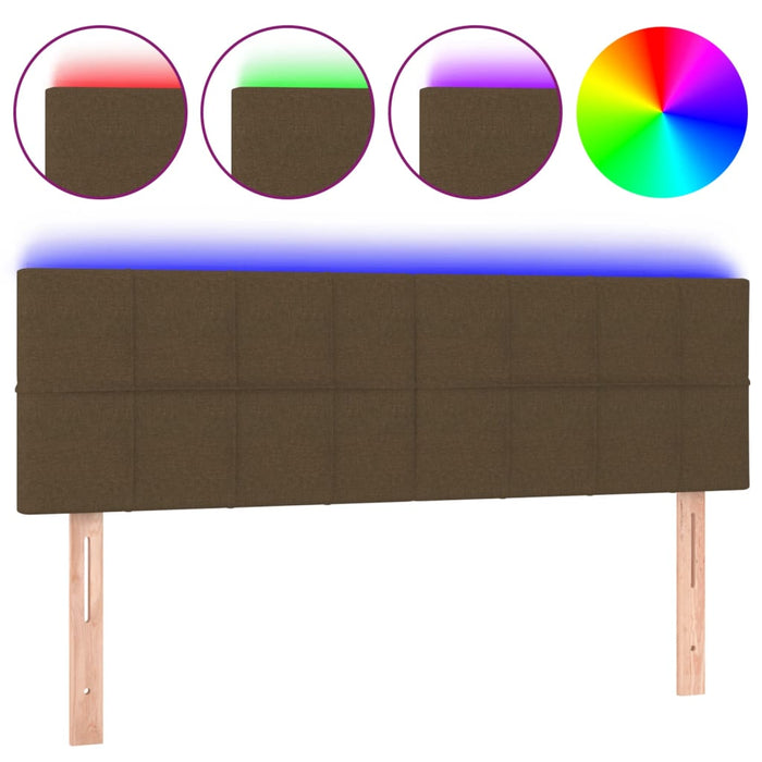 Tăblie de pat cu LED, maro închis, 144x5x78/88 cm, textil - WALTI WALTI