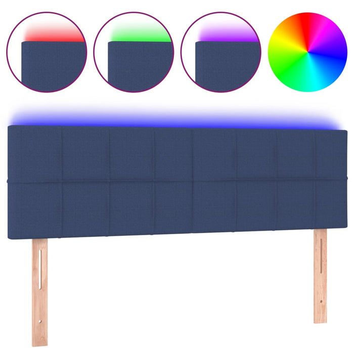 Tăblie de pat cu LED, albastru, 144x5x78/88 cm, textil - WALTI WALTI
