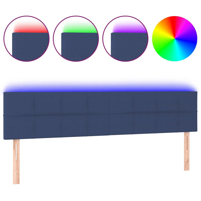 Tăblie de pat cu LED, albastru, 180x5x78/88 cm, textil - WALTI WALTI