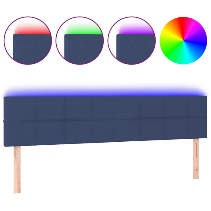 Tăblie de pat cu LED, albastru, 200x5x78/88 cm, textil - WALTI WALTI