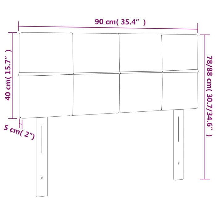 Tăblie de pat cu LED, gri deschis, 90x5x78/88 cm, catifea - WALTI WALTI