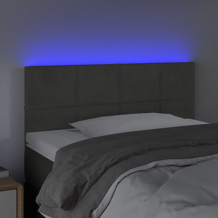 Tăblie de pat cu LED, gri închis, 100x5x78/88 cm, catifea - WALTI WALTI
