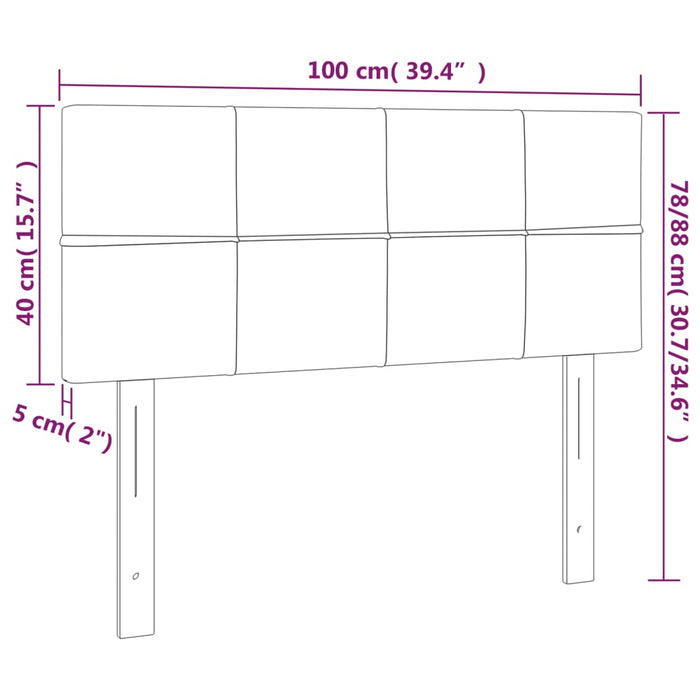 Tăblie de pat cu LED, gri închis, 100x5x78/88 cm, catifea - WALTI WALTI