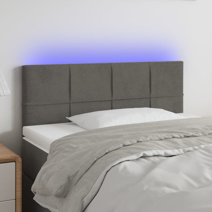 Tăblie de pat cu LED, gri închis, 100x5x78/88 cm, catifea - WALTI WALTI