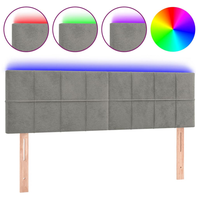 Tăblie de pat cu LED, gri deschis, 144x5x78/88 cm, catifea - WALTI WALTI