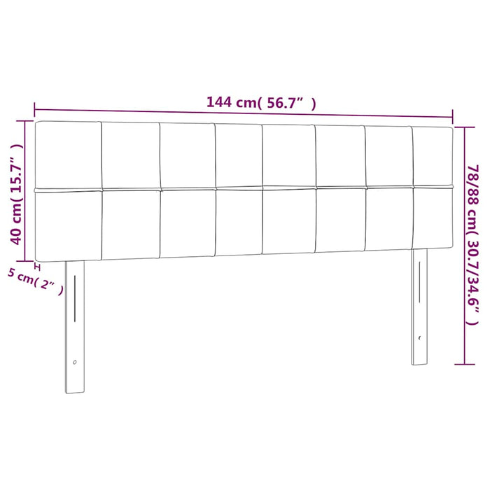 Tăblie de pat cu LED, albastru închis, 144x5x78/88 cm, catifea WALTI