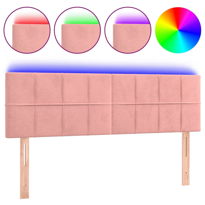 Tăblie de pat cu LED, roz, 144x5x78/88 cm, catifea - WALTI WALTI