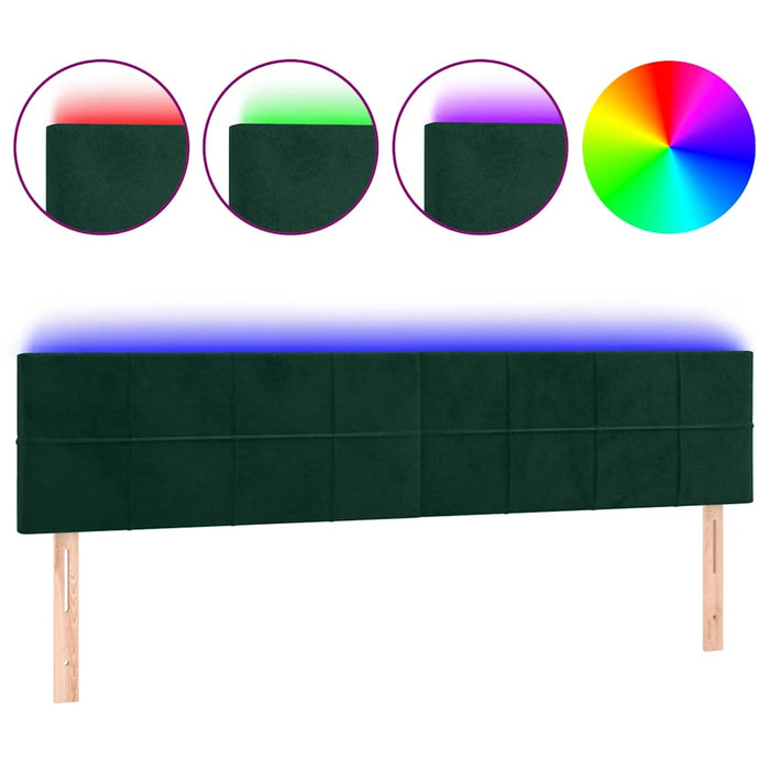Tăblie de pat cu LED, verde închis, 160x5x78/88 cm, catifea - WALTI WALTI