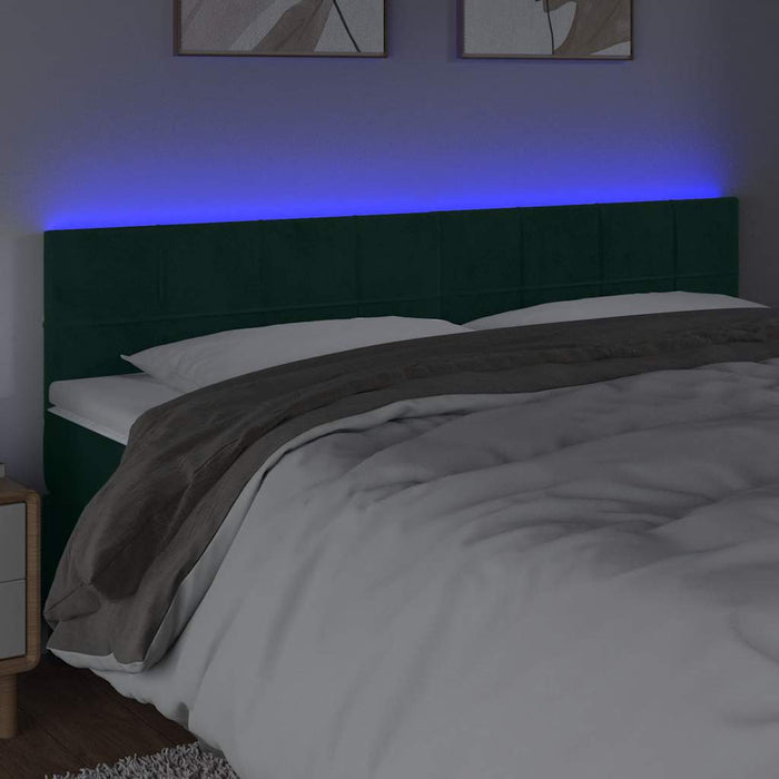 Tăblie de pat cu LED, verde închis, 160x5x78/88 cm, catifea - WALTI WALTI