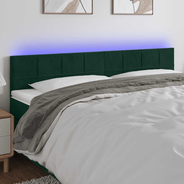 Tăblie de pat cu LED, verde închis, 160x5x78/88 cm, catifea - WALTI WALTI