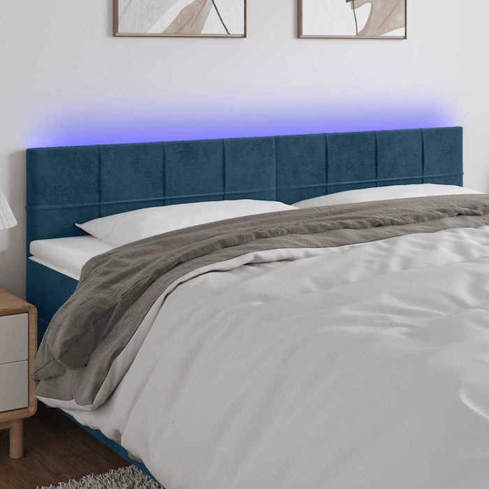 Tăblie de pat cu LED, albastru închis, 180x5x78/88 cm, catifea - WALTI WALTI