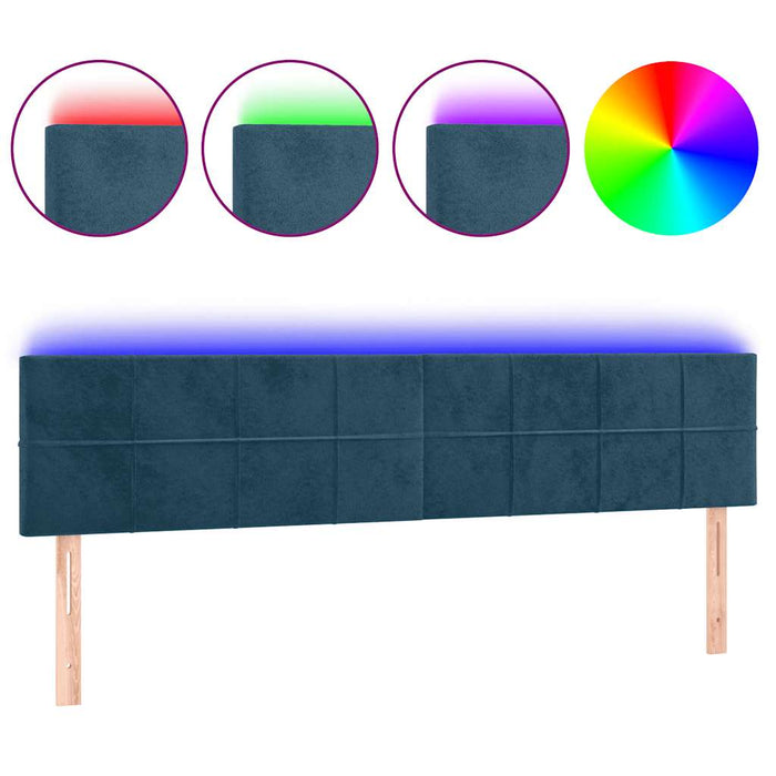 Tăblie de pat cu LED, albastru închis, 200x5x78/88 cm, catifea - WALTI WALTI