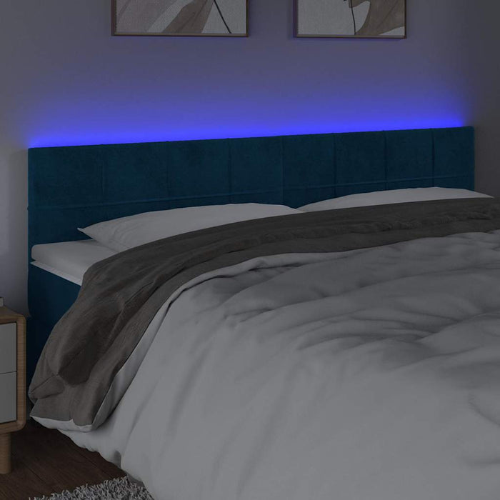 Tăblie de pat cu LED, albastru închis, 200x5x78/88 cm, catifea - WALTI WALTI