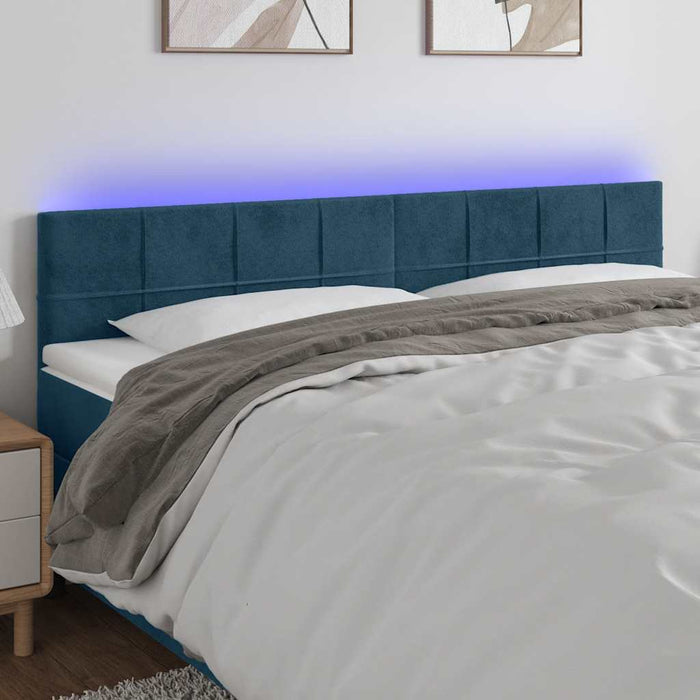 Tăblie de pat cu LED, albastru închis, 200x5x78/88 cm, catifea - WALTI WALTI