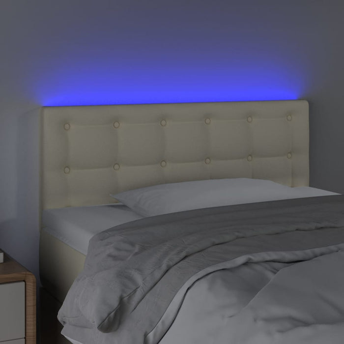 Tăblie de pat cu LED, crem, 80x5x78/88 cm, piele ecologică - WALTI WALTI