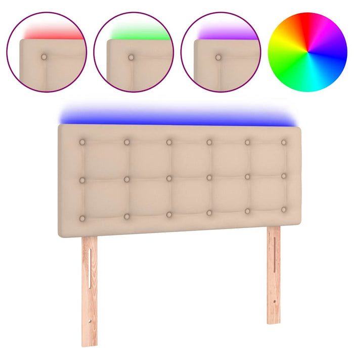 Tăblie de pat cu LED, cappuccino, 80x5x78/88cm, piele ecologică - WALTI WALTI