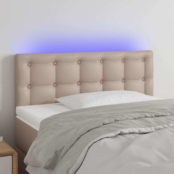 Tăblie de pat cu LED, cappuccino, 80x5x78/88cm, piele ecologică - WALTI WALTI