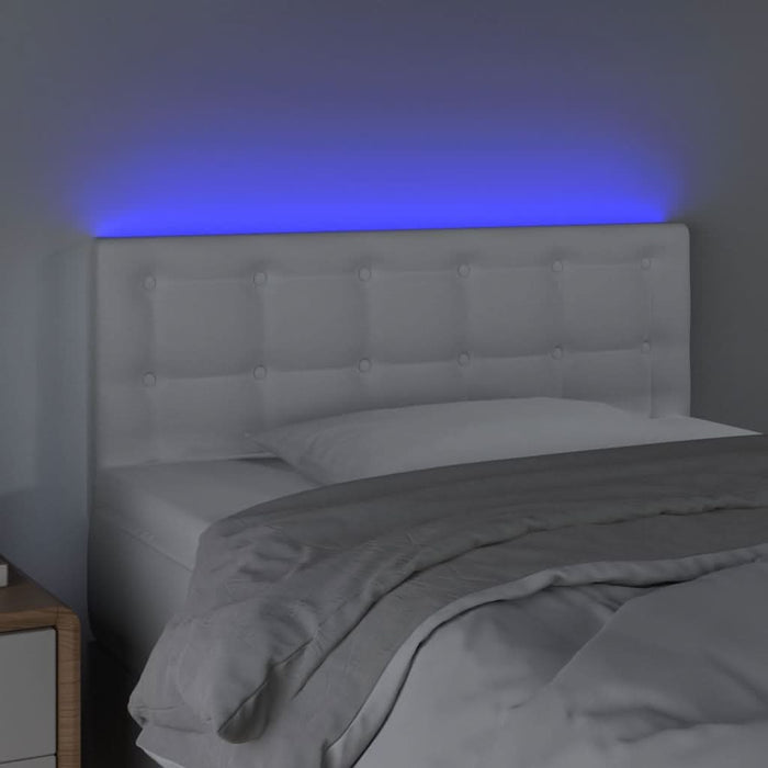 Tăblie de pat cu LED, alb, 90x5x78/88 cm, piele ecologică - WALTI WALTI