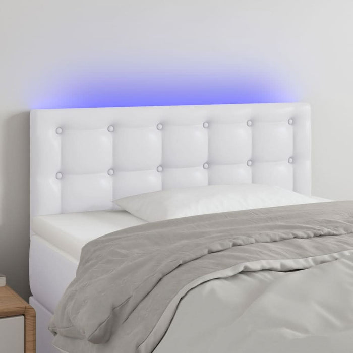 Tăblie de pat cu LED, alb, 90x5x78/88 cm, piele ecologică - WALTI WALTI