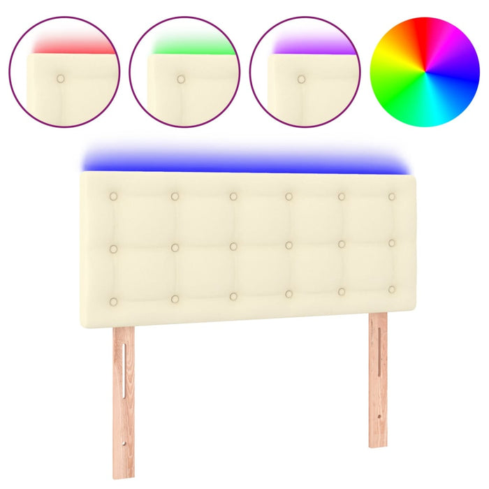 Tăblie de pat cu LED, crem, 90x5x78/88 cm, piele ecologică - WALTI WALTI
