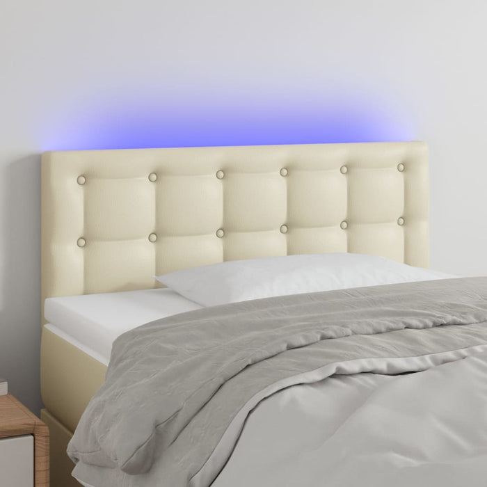 Tăblie de pat cu LED, crem, 90x5x78/88 cm, piele ecologică - WALTI WALTI