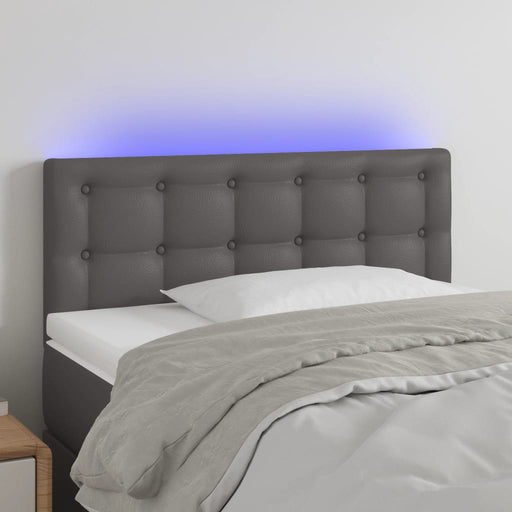 Tăblie de pat cu LED, gri, 90x5x78/88 cm, piele ecologică - WALTI WALTI