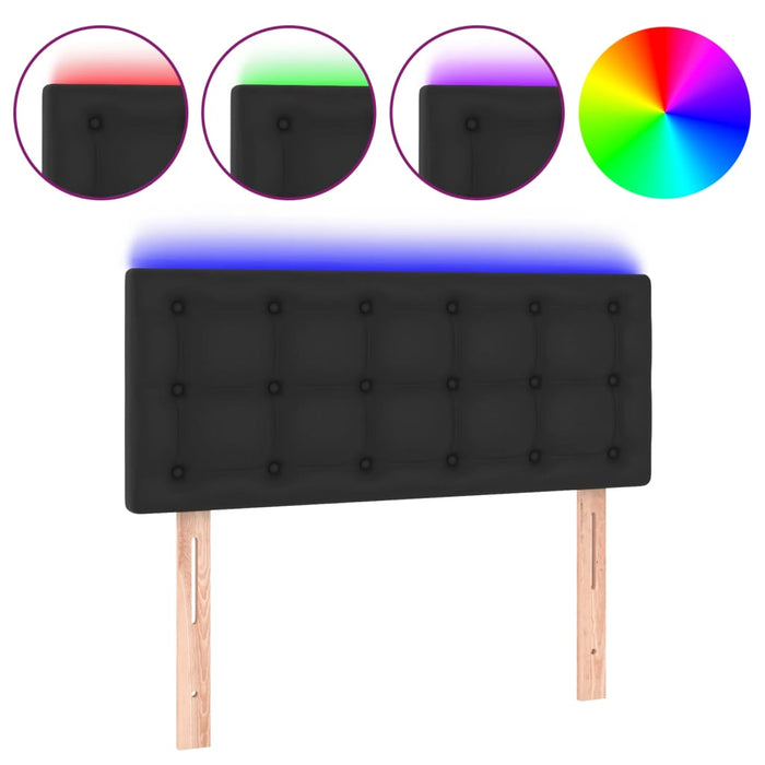Tăblie de pat cu LED, negru, 100x5x78/88 cm, piele ecologică - WALTI WALTI