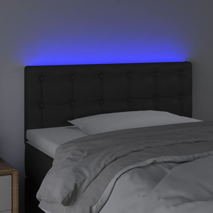 Tăblie de pat cu LED, negru, 100x5x78/88 cm, piele ecologică - WALTI WALTI