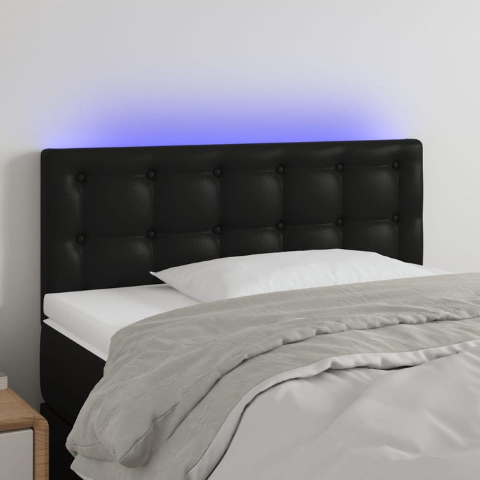 Tăblie de pat cu LED, negru, 100x5x78/88 cm, piele ecologică - WALTI WALTI