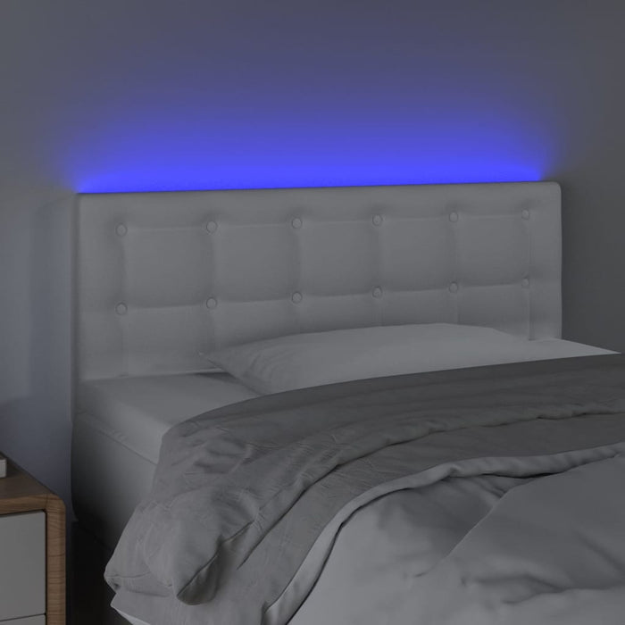 Tăblie de pat cu LED, alb, 100x5x78/88 cm, piele ecologică - WALTI WALTI
